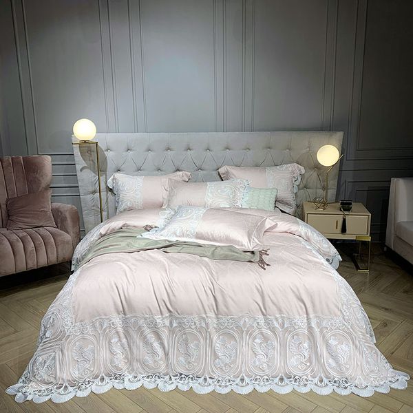 four long-staple cotton jacquard cotton double bed quilt cover sheet pillowcase pure color lace bedding
four long-staple cotton jacquard cotton double bed quilt cover sheet pillowcase pure color lace bedding