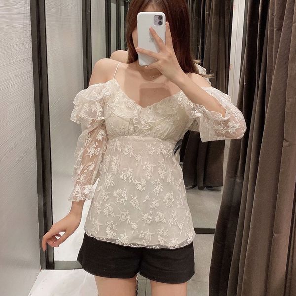 kumsvag 2020 summer women mesh off shoulder blouses shirts long sleeve floral embroidery female fashion clothes, White
kumsvag 2020 summer women mesh off shoulder blouses shirts long sleeve floral embroidery female fashion clothes, White