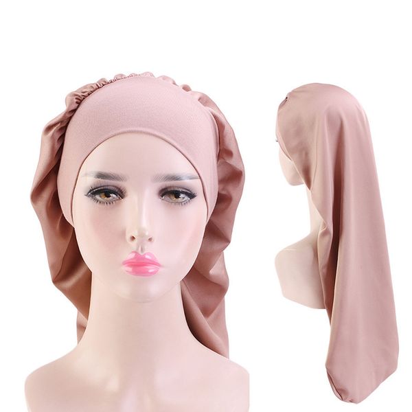 new women wide band satin bonnet sleep night cap silk long tube beauty ladies hair care caps hair protector, Blue;gray
new women wide band satin bonnet sleep night cap silk long tube beauty ladies hair care caps hair protector, Blue;gray