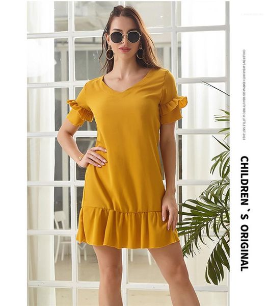 dresses casual solid color designer dresses v neck ruffle women dresses summer short sleeve loose ladies, Black;gray
dresses casual solid color designer dresses v neck ruffle women dresses summer short sleeve loose ladies, Black;gray
