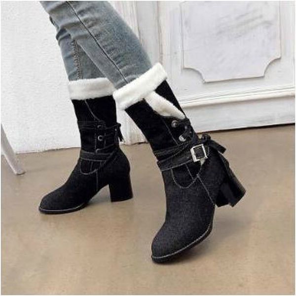 women mid-calf boots shoe mid heels gladiator denim jean winter snow warm plus size shoes booties woman mujer zapatos mujerd1793, Black
women mid-calf boots shoe mid heels gladiator denim jean winter snow warm plus size shoes booties woman mujer zapatos mujerd1793, Black