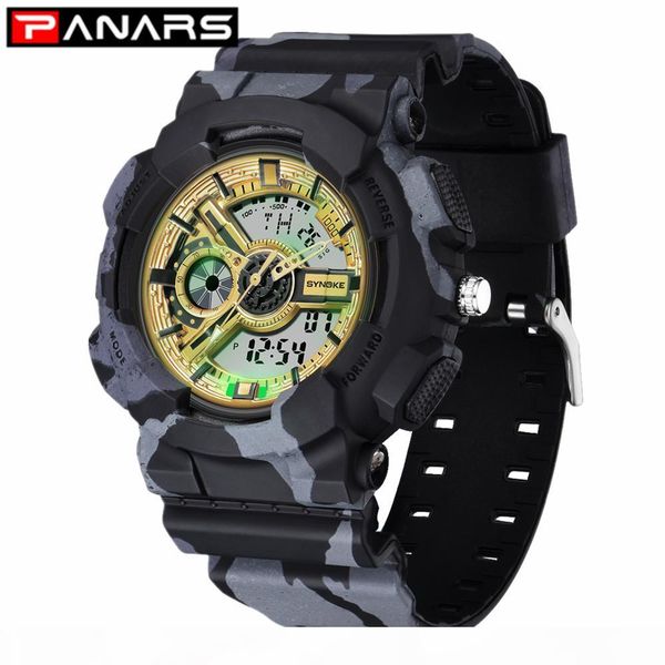 panars 2019 new military digital watch camouflage outdoor sports double display electronic waterproof meter watches for men, Slivery;brown
panars 2019 new military digital watch camouflage outdoor sports double display electronic waterproof meter watches for men, Slivery;brown