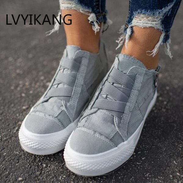 women's sneakers flat platform women canvas shoes elastic band comfortable casual female vulcanized shoes zipper ladies, Black
women's sneakers flat platform women canvas shoes elastic band comfortable casual female vulcanized shoes zipper ladies, Black