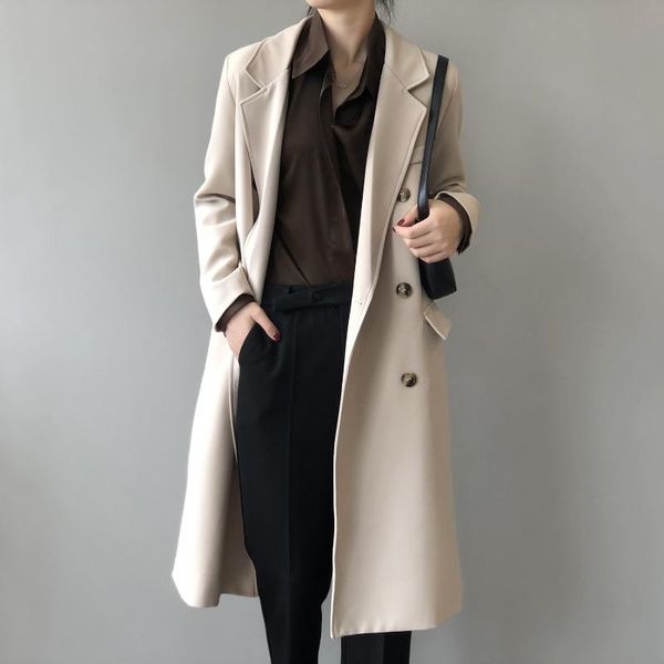 women's trench coats work wear clothes women long coat 2021 autumn loose chic beige elegant business suit outerwear, Tan;black
women's trench coats work wear clothes women long coat 2021 autumn loose chic beige elegant business suit outerwear, Tan;black