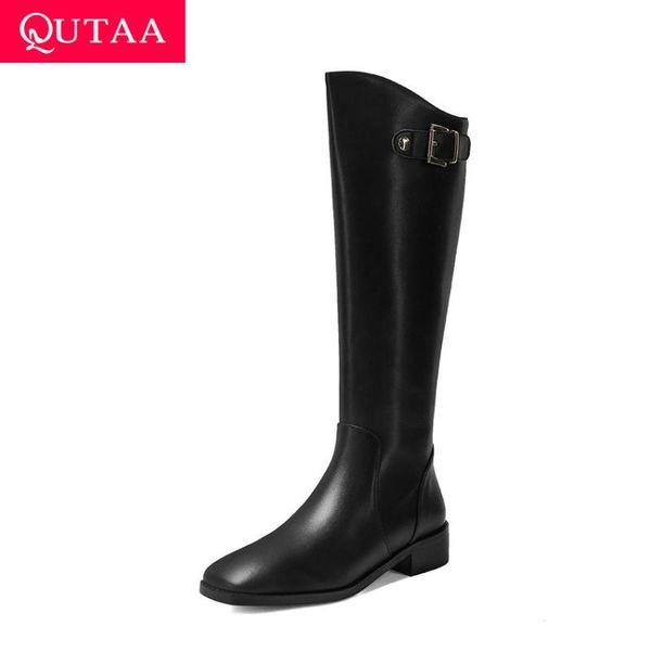 qutaa 2021 buckle zipper fashion knee high boots square toe winter women shoes cow leather pu square heel long boots size 34-39, Black
qutaa 2021 buckle zipper fashion knee high boots square toe winter women shoes cow leather pu square heel long boots size 34-39, Black