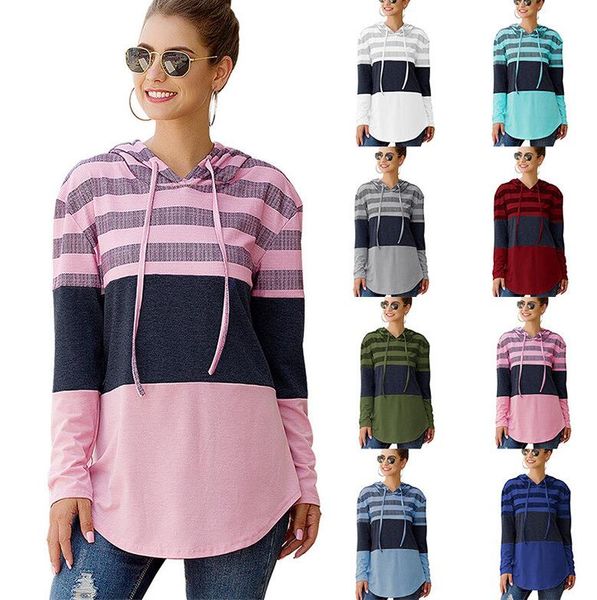 women designer loose striped print long sleeve hooded t shirt hoodie sweater fall style fashion casual sports 9 colors s-2xl e81804, Black
women designer loose striped print long sleeve hooded t shirt hoodie sweater fall style fashion casual sports 9 colors s-2xl e81804, Black