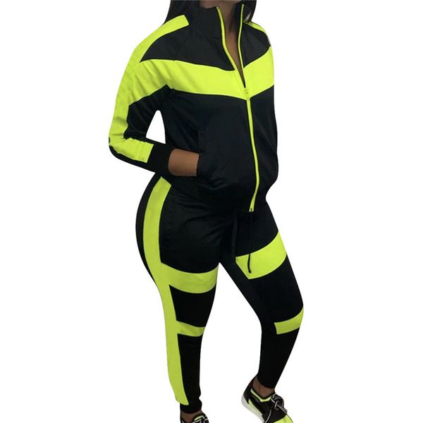 colorblock panelled designer ladies tracksuits fashion zip neck contrast color pants suits womens clothing 2 piece set, Gray
colorblock panelled designer ladies tracksuits fashion zip neck contrast color pants suits womens clothing 2 piece set, Gray