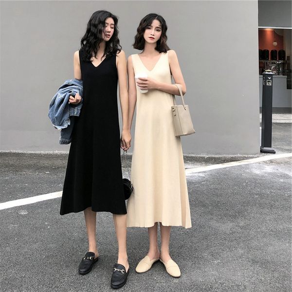 ins suspender long skirt summer mid-length autumn and winter v-neck bottoming skirt slim slimming temperament knitted dress early autumn sal, White
ins suspender long skirt summer mid-length autumn and winter v-neck bottoming skirt slim slimming temperament knitted dress early autumn sal, White