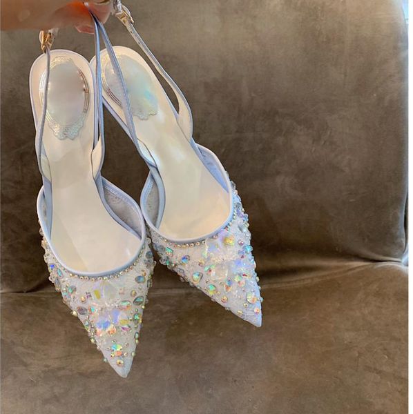 women sandals lace crystal embellishment pointed open heeled women's straight button strap high-heeled sandals, Black
women sandals lace crystal embellishment pointed open heeled women's straight button strap high-heeled sandals, Black