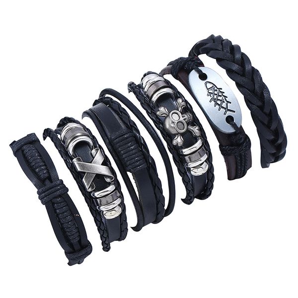 fashion woven leather bracelet jewelry skull cross alloy men casual personality beads charms vintage punk wrap bangle for women gift black, Golden;silver
fashion woven leather bracelet jewelry skull cross alloy men casual personality beads charms vintage punk wrap bangle for women gift black, Golden;silver