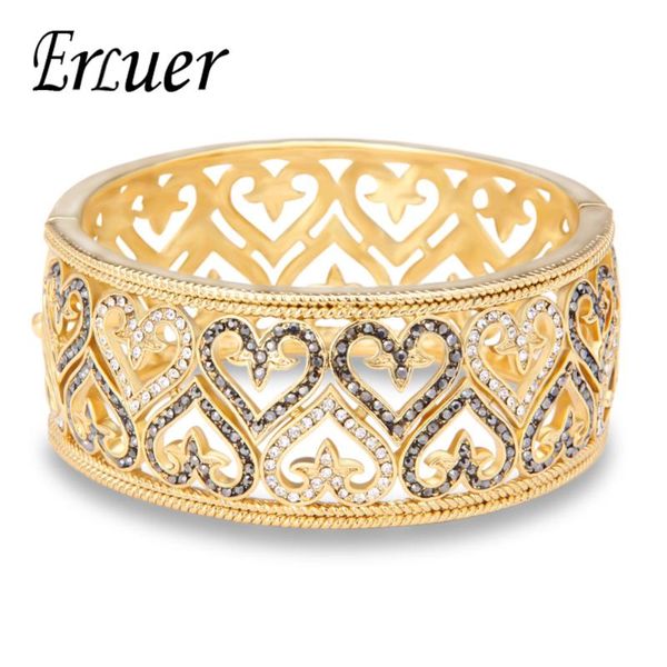 erluer fashion gold color crystal bangles heart pattern hollow cuff luxury wide bangle for women party jewelry pulseras gift, Black
erluer fashion gold color crystal bangles heart pattern hollow cuff luxury wide bangle for women party jewelry pulseras gift, Black