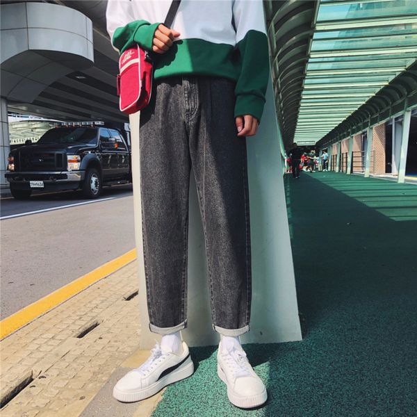 men's jeans 2021 autumn fashion casual student temperament youth personality loose wild color cotton polyester denim trousers, Blue
men's jeans 2021 autumn fashion casual student temperament youth personality loose wild color cotton polyester denim trousers, Blue