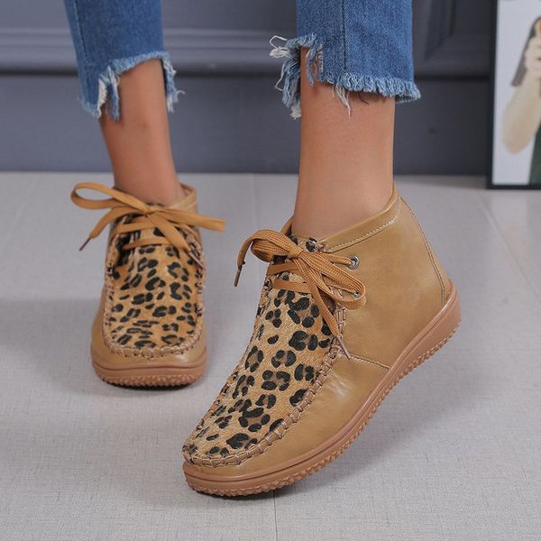 women's ankle boots 2020 new woman leopard leather sewing boots women lace up female shoes ladies comfortable footwear big size, Black
women's ankle boots 2020 new woman leopard leather sewing boots women lace up female shoes ladies comfortable footwear big size, Black