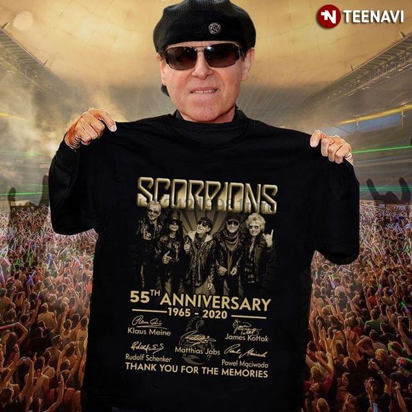 men t shirt scorpions 55th anniversary 1965-2020 thank you for the memories signatures women tshirts 
men t shirt scorpions 55th anniversary 1965-2020 thank you for the memories signatures women tshirts