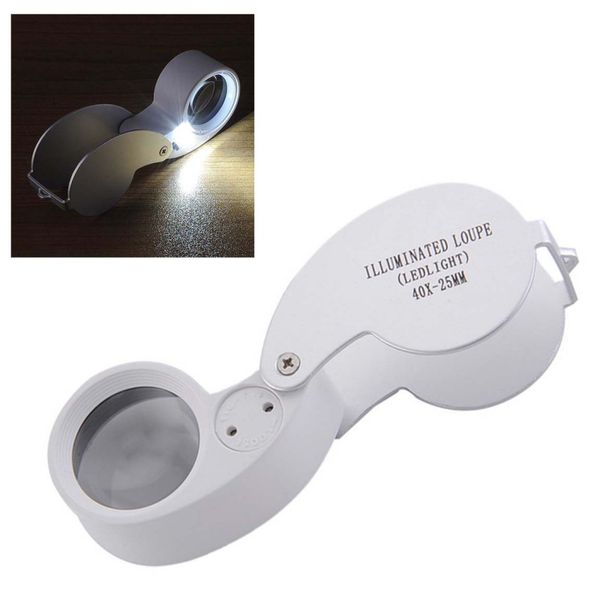 открытый туризм портативный 40x25mm ювелира лупа mini освещенные лупа складная увеличительное стекло объектива с led light tools
открытый туризм портативный 40x25mm ювелира лупа mini освещенные лупа складная увеличительное стекло объектива с led light tools