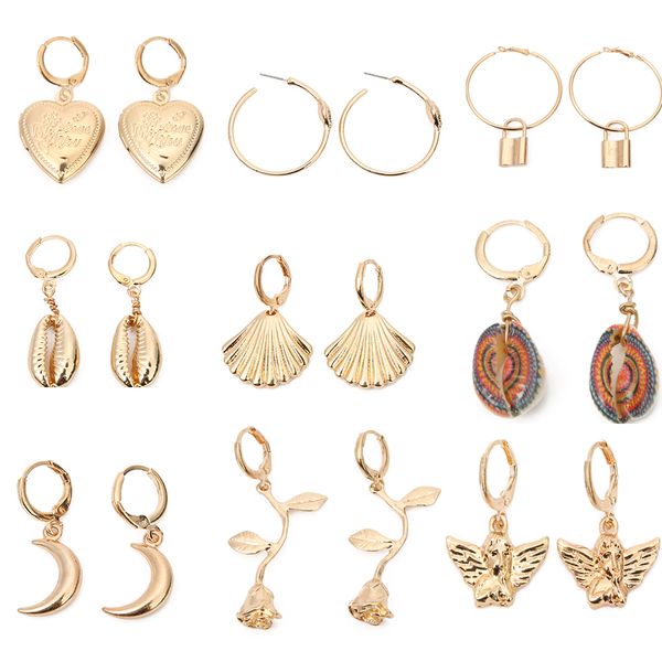 louleur korean sweet big hoop earrings gold angel key bohemian heart flower sea shell long earrings boho jewelry 2020 summer hot, Silver
louleur korean sweet big hoop earrings gold angel key bohemian heart flower sea shell long earrings boho jewelry 2020 summer hot, Silver