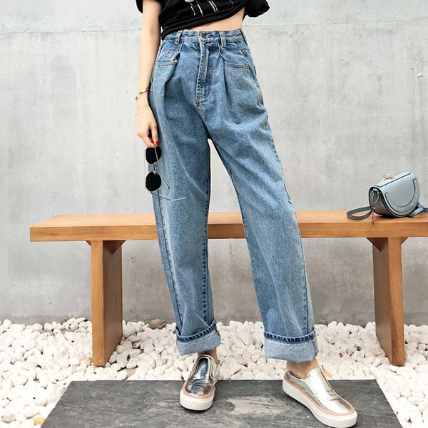 women's jeans vintage boyfriend for women loose streetwear high waist woman long pants casual ladies wide leg femme c5353, Blue
women's jeans vintage boyfriend for women loose streetwear high waist woman long pants casual ladies wide leg femme c5353, Blue