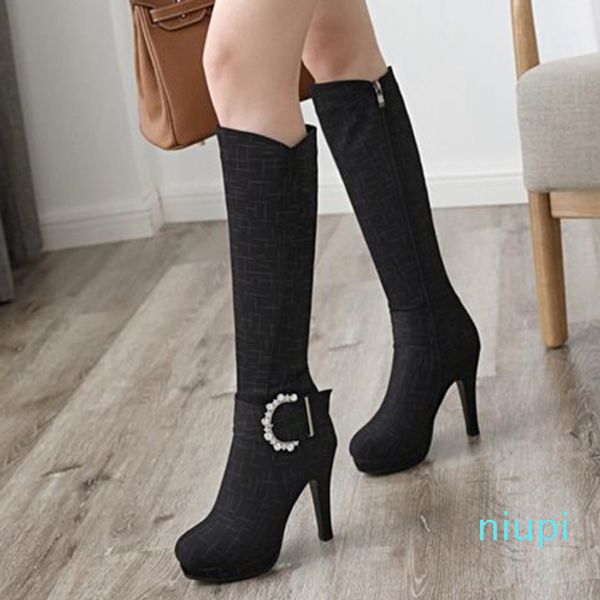 style -pus size 33 to 42 43 designer knee high boots with buckle high heel winter shoes 10cm, Black
style -pus size 33 to 42 43 designer knee high boots with buckle high heel winter shoes 10cm, Black