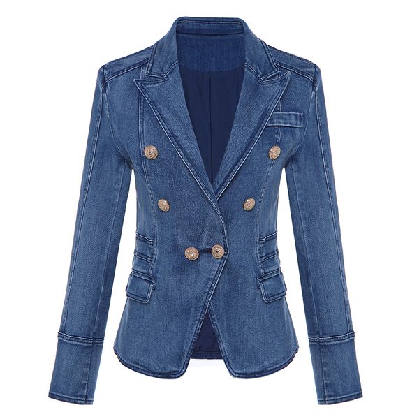 new fashion 2020 designer blazer women's metal lion buttons double breasted denim blazer jacket outer coat, Black
new fashion 2020 designer blazer women's metal lion buttons double breasted denim blazer jacket outer coat, Black