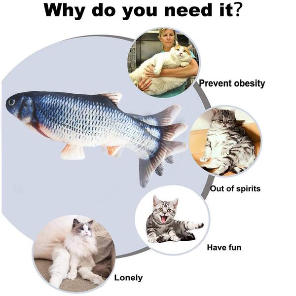 Electric Cat Toy Fish Usb Charger Interactive Realistic Pet Cats Chew Bite Toys Floppy Fish Cat Toy Pet Supplies For Cats Yes