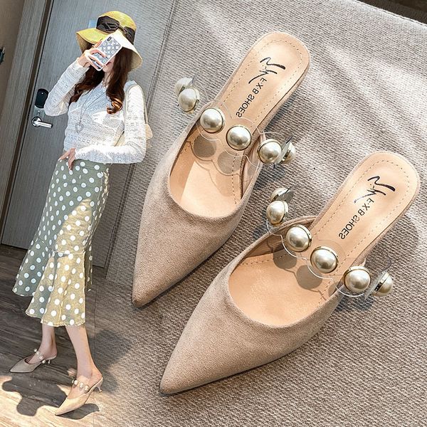 summer ladies mules slippers elegant bead high heel ladies pumps flock casual offiece shoes female slip-on women slippers, Black
summer ladies mules slippers elegant bead high heel ladies pumps flock casual offiece shoes female slip-on women slippers, Black