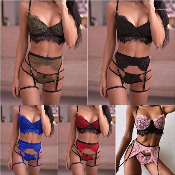 see through sets three piece lace sets for women designer solid color condole belt suits low bosom, Black;white
see through sets three piece lace sets for women designer solid color condole belt suits low bosom, Black;white