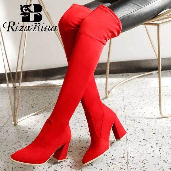 rizabina fashion women western style luxury boots square heels over the knee boots suede leather botas footwear size 34-43, Black
rizabina fashion women western style luxury boots square heels over the knee boots suede leather botas footwear size 34-43, Black