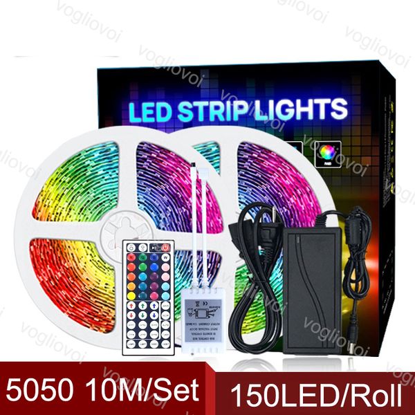 led light strip 10m smd5050 150leds/roll dc12v ip65 ip20 multicolor 24/44keys ac110-240v 6a adapter for tv deskscreen background dhl
led light strip 10m smd5050 150leds/roll dc12v ip65 ip20 multicolor 24/44keys ac110-240v 6a adapter for tv deskscreen background dhl