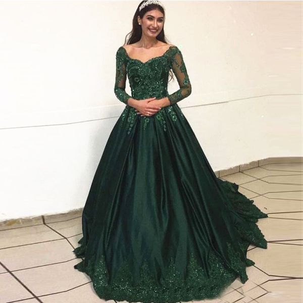 vintage design princess dark green wedding dresses sparkly sequined lace long sleeve bridal gowns a line custom plus size, White
vintage design princess dark green wedding dresses sparkly sequined lace long sleeve bridal gowns a line custom plus size, White
