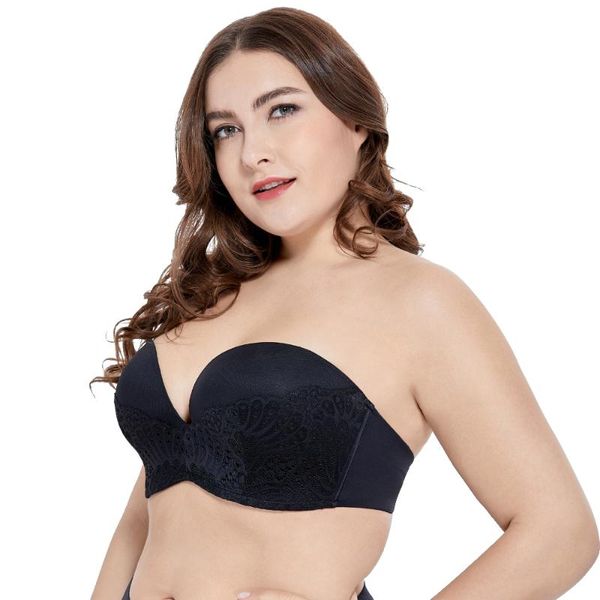 women's lace strapless bra slightly lined great support underwired bras plus size underwear, Red;black
women's lace strapless bra slightly lined great support underwired bras plus size underwear, Red;black