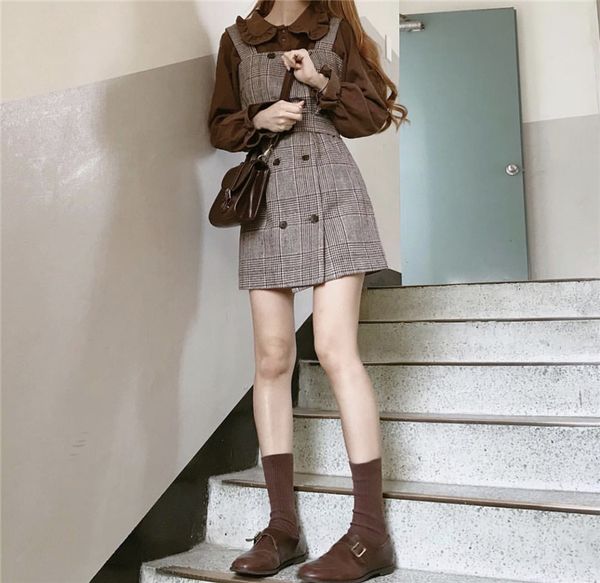 girl plaid blouse vintage dress suits women dresses female sundress suit braces robe femme vestido separately 2 piece set women, Black;white
girl plaid blouse vintage dress suits women dresses female sundress suit braces robe femme vestido separately 2 piece set women, Black;white