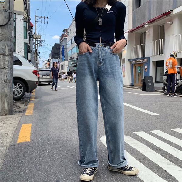 women's jeans hzirip loose jean denim women 2021 fresh high waist slender quality all match feminine casual wide leg full-length pants, Blue
women's jeans hzirip loose jean denim women 2021 fresh high waist slender quality all match feminine casual wide leg full-length pants, Blue
