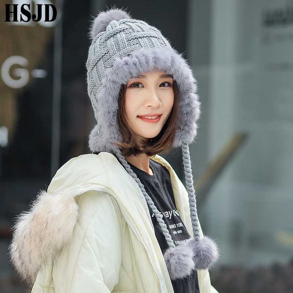 real fur handmade crochet winter hat women's plaid knitted hats with three pompom ear caps female warm skullies beanies bonnet, Blue;gray
real fur handmade crochet winter hat women's plaid knitted hats with three pompom ear caps female warm skullies beanies bonnet, Blue;gray
