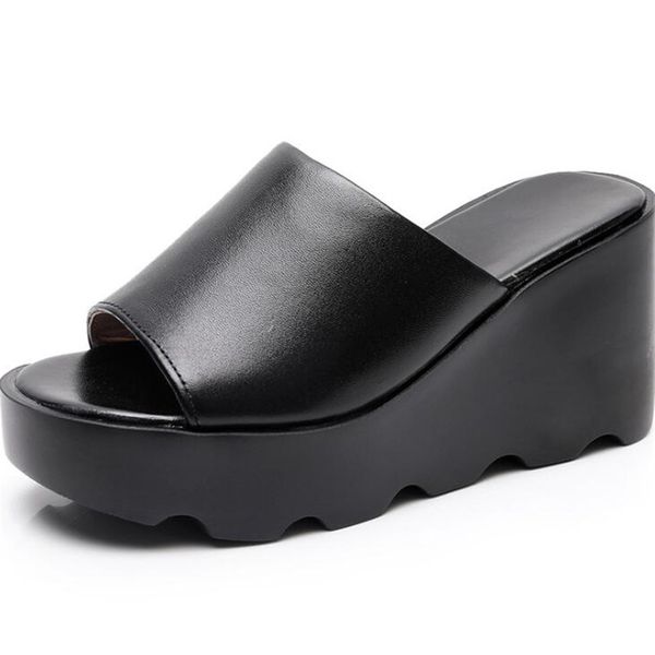 sandals 2021 summer fashion open toe 8cm high heel soft cowhide women leather slippers non-slip thick bottom, Black
sandals 2021 summer fashion open toe 8cm high heel soft cowhide women leather slippers non-slip thick bottom, Black