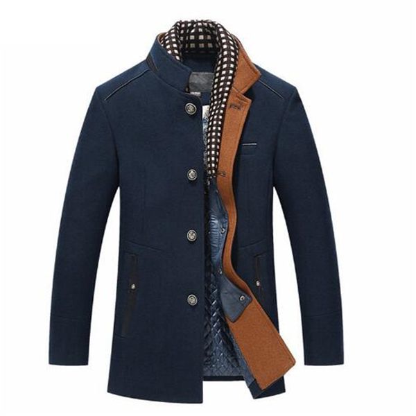 men's wool & blends 2021 turn-down collar single-breasted coat autumn winter casual thick warm woolen coats with detachable scarf, Black
men's wool & blends 2021 turn-down collar single-breasted coat autumn winter casual thick warm woolen coats with detachable scarf, Black