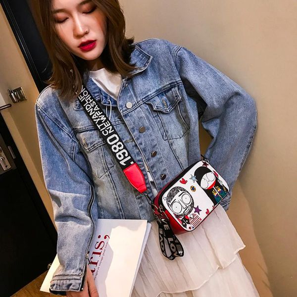 small black bag female 2020 new ins tide lovely cartoon wild messenger bag judi pocket chest trend#g30