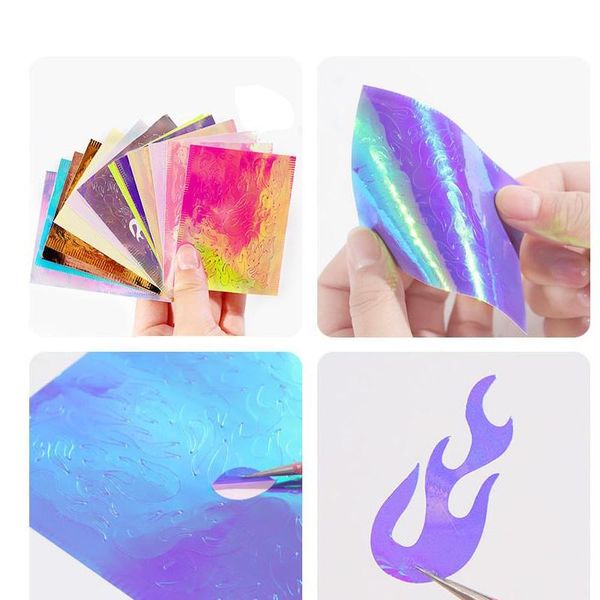 new 16 sheets/set aurora flame nail sticker holographic colorful fire reflections nail decal self-adhesive foils diy nail art decoration, Black
new 16 sheets/set aurora flame nail sticker holographic colorful fire reflections nail decal self-adhesive foils diy nail art decoration, Black