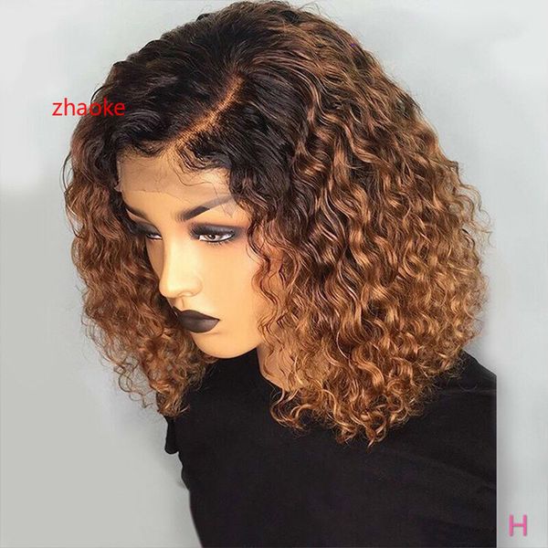 alice 1b/27 ombre color short curly bob wigs human hair364, Black;brown 
alice 1b/27 ombre color short curly bob wigs human hair364, Black;brown