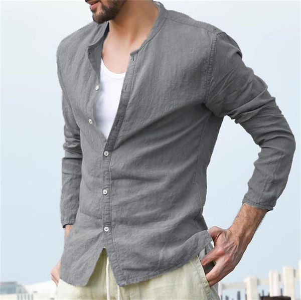 shirt spring autumn mandarin collar solid color long sleeve cardigan shirts casual mens shirt linen mens designer, White;black
shirt spring autumn mandarin collar solid color long sleeve cardigan shirts casual mens shirt linen mens designer, White;black