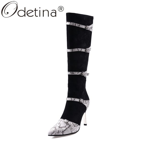 odetina womens faux suede snakeskin winter half boots buckle strap autumn zip up knee high boots pointed toe clubwear high heel, Black
odetina womens faux suede snakeskin winter half boots buckle strap autumn zip up knee high boots pointed toe clubwear high heel, Black