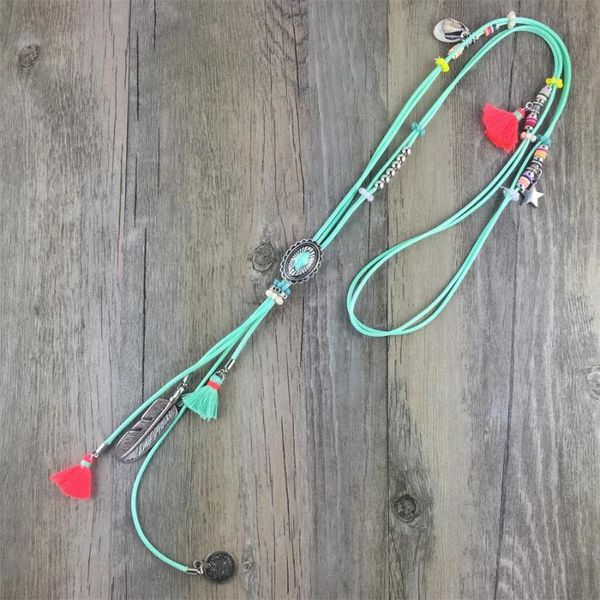beach long necklace leather rope boho multi wrap necklace extra metal leaf jewelry for women, Silver
beach long necklace leather rope boho multi wrap necklace extra metal leaf jewelry for women, Silver