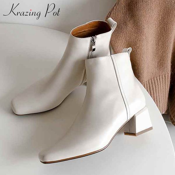 krazing pot european simple style cow leather boots square toe high heels young lady daily wear winter side zip ankle boots l71, Black
krazing pot european simple style cow leather boots square toe high heels young lady daily wear winter side zip ankle boots l71, Black