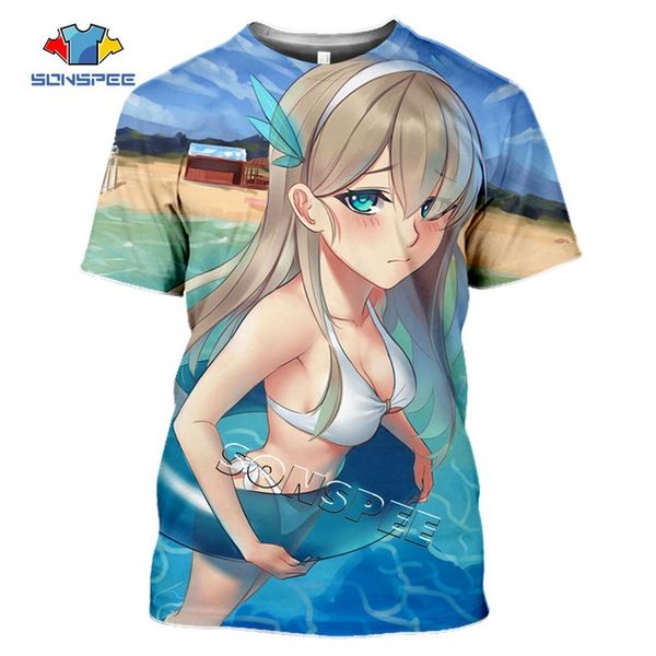 summer anime games azur lane homme pullover clothing 3d print shirts plus size funny hippie men clothing