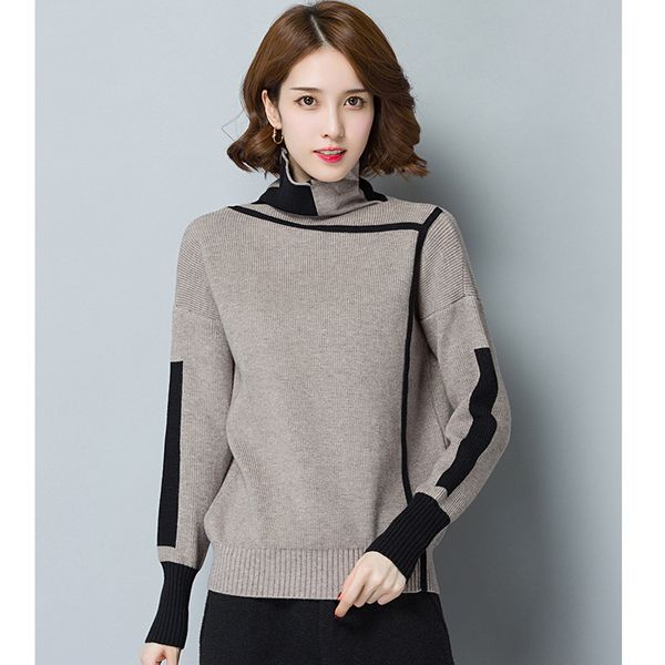 women's sweaters korean-style wear sweater, loose color matching long sleeve knit low waist jersey, sweater women, White;black
women's sweaters korean-style wear sweater, loose color matching long sleeve knit low waist jersey, sweater women, White;black