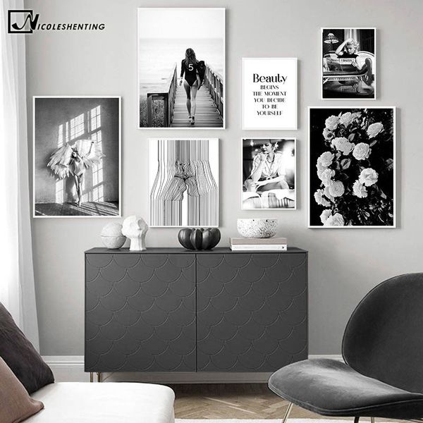 fashion poster black white flower movie star canvas print wall art painting beauty quotes picture modern girls room decoration
fashion poster black white flower movie star canvas print wall art painting beauty quotes picture modern girls room decoration