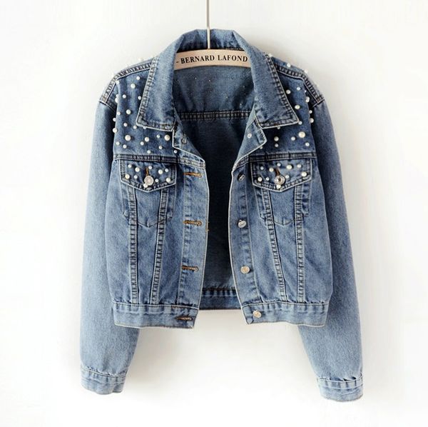 2020 plus size s to 5xl women's denim jacket female beaded wild pearl loose thin autumn short style jean coat lady blouses, Black;brown
2020 plus size s to 5xl women's denim jacket female beaded wild pearl loose thin autumn short style jean coat lady blouses, Black;brown