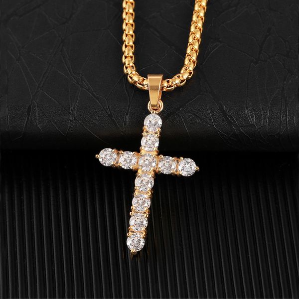 wendyfo new men women zircon pendant gold color stainless steel cross necklace chain fashion hip hop religious christ jewelry, Silver
wendyfo new men women zircon pendant gold color stainless steel cross necklace chain fashion hip hop religious christ jewelry, Silver