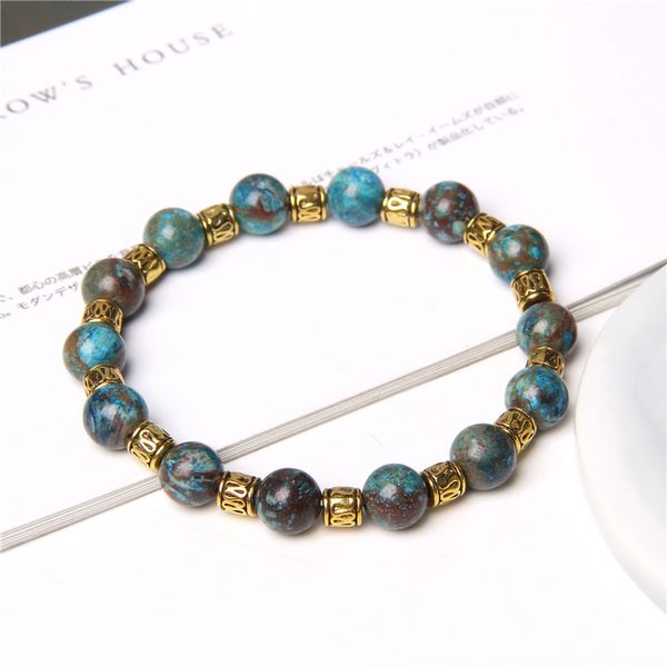 8mm natural blue agates stone beaded bracelet tibetan buddhist gold matal beads charm elastic yoga prayer healing bracelet gifts, Black
8mm natural blue agates stone beaded bracelet tibetan buddhist gold matal beads charm elastic yoga prayer healing bracelet gifts, Black