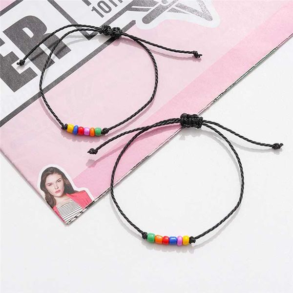 mixed rainbow glass beads rope bracelet string friendship beaded card gay lesbian wish gift couple pride lucky jewelry 2 pcs/set, Black 
mixed rainbow glass beads rope bracelet string friendship beaded card gay lesbian wish gift couple pride lucky jewelry 2 pcs/set, Black
