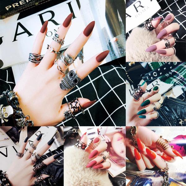 false nails 24pcs solid color frosted pointed tips french extra long natural full/half cover fake fingers diy art decor, Red;gold
false nails 24pcs solid color frosted pointed tips french extra long natural full/half cover fake fingers diy art decor, Red;gold